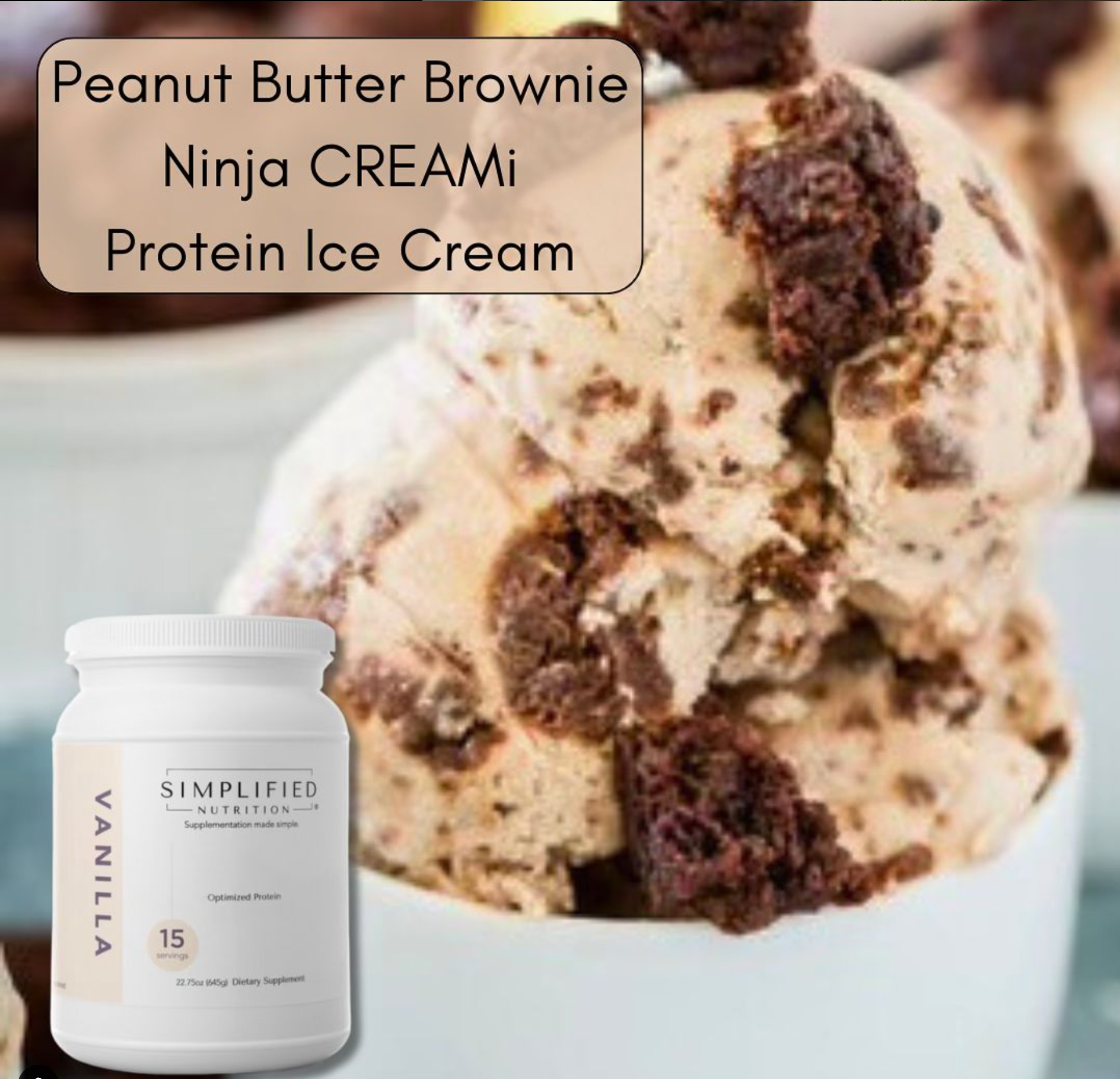 Peanut Butter Brownie Ninja CREAMi Protein Ice Cream